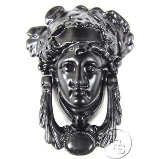 Traditional Antique Victorian Style Grecian Goddess Cast Iron Door Knocker Black