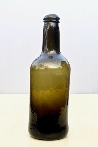Antique 1780s English Freeblown Wobbly Base Crude Black Glass Cyl Wine Bottle