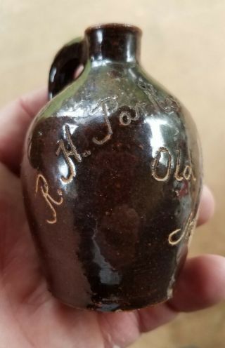 Mini Scratch Whiskey Jug R.  H.  Parker Old Style Nelson Co Kentucky Ky Stoneware