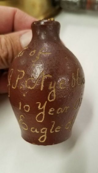 Mini Scratch Jug Kentucky Tennessee 10 Year Old " Eagle Spring " Whiskey Stoneware