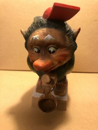 Henning - Hand Carved Wood in Norway - Skiing Gnome Troll - Well Done Very Cool 2