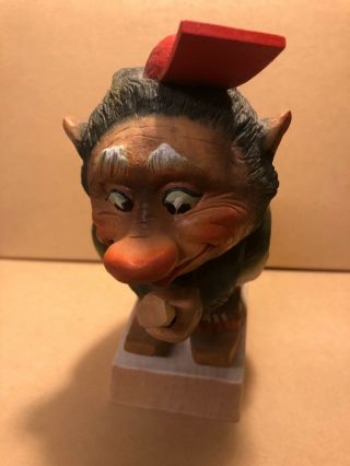 Henning - Hand Carved Wood in Norway - Skiing Gnome Troll - Well Done Very Cool 3