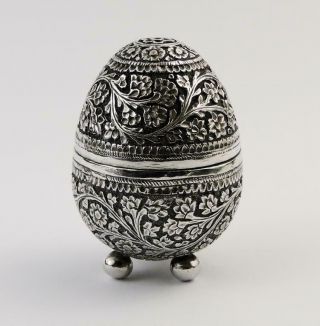 Antique Indian Silver Pepper Pot C1900 Egg Design