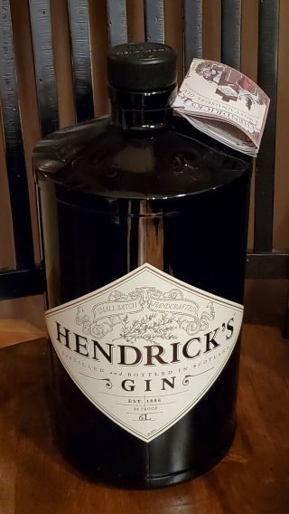 Rare Large 6l Hendrick’s Gin Empty Glass Bottle Display Only Dummy W Box Empty