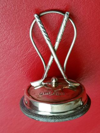 Lovely Antique Sterling Silver Golf Theme Place Card Holder.  Birm.  1906