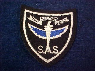 Cloth Shoulder Flash " Sas " The Malayan Scouts " Special Air Service "
