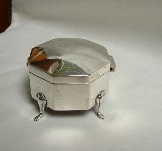 Stylish Art Deco Silver Octagonal Ring Trinket Jewellery Box Greening 1921