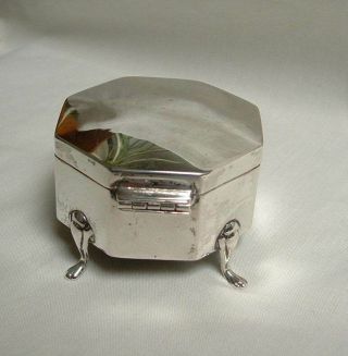 Stylish Art Deco Silver Octagonal Ring Trinket Jewellery Box Greening 1921 2