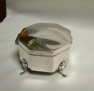 Stylish Art Deco Silver Octagonal Ring Trinket Jewellery Box Greening 1921 3