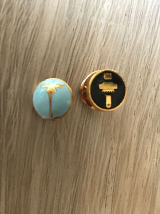 Vintage Sigma Delta Tau Pledge Pin Gold Filled Enamel Sorority Badge - Set Of 2