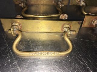 Set Antique 6 Victorian Eastlake Style Ornate Ring Drawer Pull/Handles Brass 2