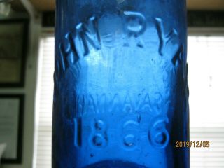A TOP SHELF WINNER DEEP COBALT BLUE J.  RYAN 1866 SODAWORKS SAVANNAH,  GEO. 2