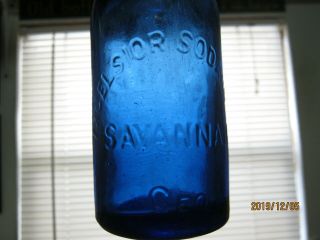 A TOP SHELF WINNER DEEP COBALT BLUE J.  RYAN 1866 SODAWORKS SAVANNAH,  GEO. 3