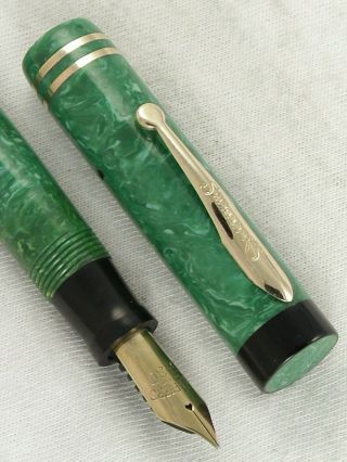 Vintage 1920s Jade Green Sheaffers " 5 - 30 " Flat Top Fountain Pen Restored