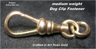 Antique 9ct Rose Gold Dog Clip Albert Chain Pocketwatch Medium Weight Fastener