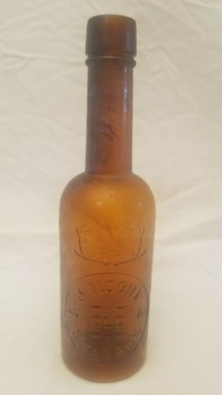 Extremely Rare " J.  Moore / Old / Bourbon " Miniature Whiskey Bottle