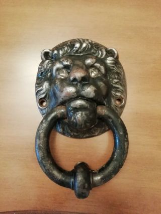 Vintage Large Cast Iron Lion Head Door Knocker