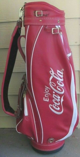 Vintage Coca Cola Red Golf Bag W/ Rain Cover & 6 Club Compartments