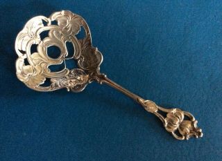 Art Nouveau Wallace 80 Sterling Silver Bon Bon Or Nut Spoon With Violets