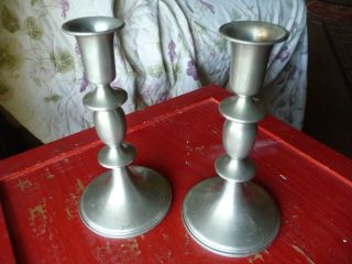 Empire Pewter Weighted Candlestick Holders Marked 834,  7 Inches Tall