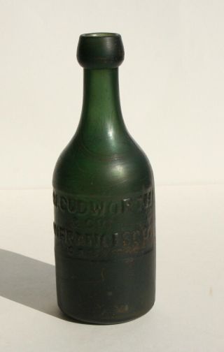 Vintage C.  1850 A.  W.  Cudworth San Francisco 7.  5 " H Green Bottle