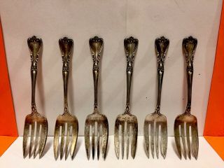 Antique C.  1900 Watson Victoria Pattern Set Of 6 Sterling Silver Cold Meat Forks.