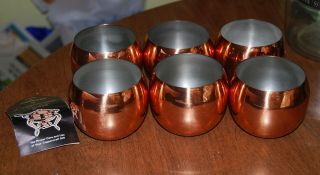 Vintage Coppercraft Guild Set Of 6 Cups 3 " Tall
