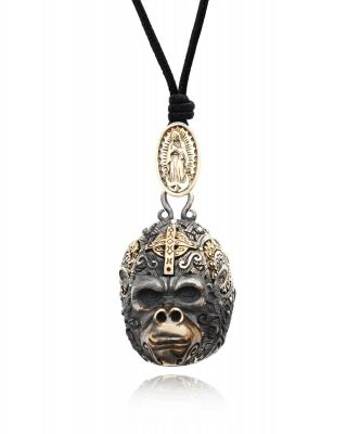 Handmade King Kong 92.  5 Sterling Silver Charm Necklace Pendant Jewelry