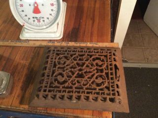 Antique 8 X 10 Cast Iron Floor Heat Grate Register Vent With Louvers