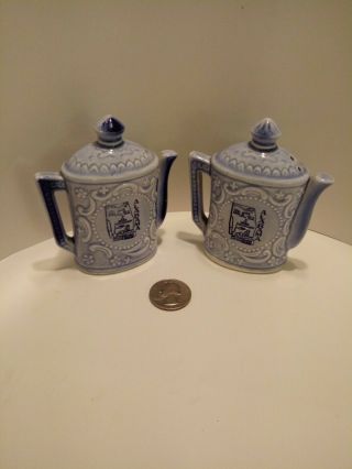 Montgomery Alabama Blue Teapot Salt And Pepper Shakers - Japan