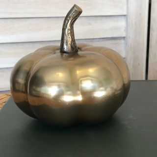 Vintage Brass Pumpkin Halloween Fall Home Decor Small And Hollow 4 X 4 Inches