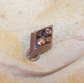 Vintage Delta Sigma Phi Fraternity 10k Gold Member Pin Converted To Pendant 1953
