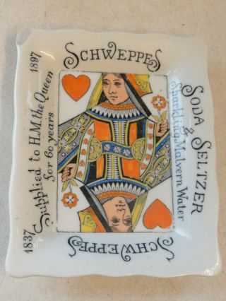 1897 Schweppes Advertising Ceramic Tray -,  Queen Of Hearts.