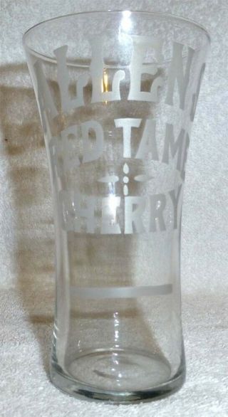 Vintage Allens Red Tame Cherry Syrup Line Soda Fountain Glass