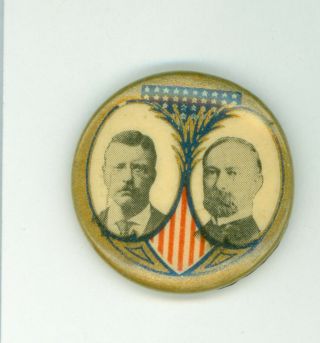 1904 President Theodore Roosevelt Fairbanks Jugate Campaign Pinback Button Gldsh