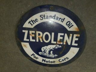 Porcelain Zerolane Enamel Sign Size 12 " Round