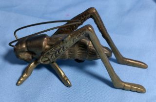 Vintage Brass Lucky Grasshopper Paper Weight Figurine Statue India