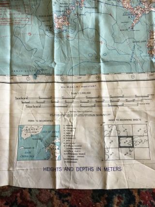 WW2 US 1944 Silk Escape Map NAGASAKI & KAGOSHIMA JAPAN - USAF ARMY A.  M.  S. 3