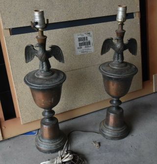 Vintage Bronze? Copper? American Bald Eagle Lamps Liberty Bell? Pair