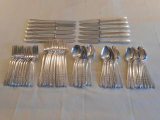 Oneida Nobility " Royal Rose " Silver Plated Dinner Set - Service For 12