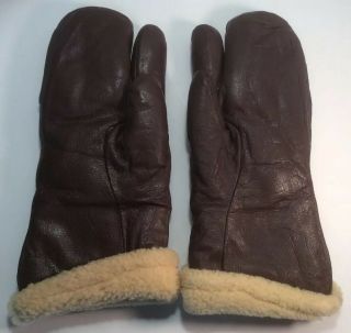 Ww2 Us Army Air Force Leather Mit/mittens Gloves Type A - 9a Large J.  A.  Dubow