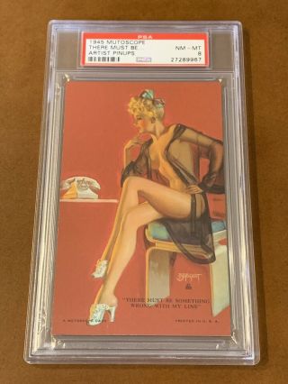1945 Mutoscope Artist Pin - Up Girls There Must Be Something Psa 8 Nm - Mt