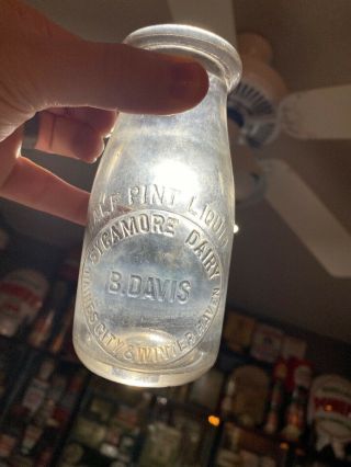 Sycamore Dairy Embossed Florida Half Pint Bottle Haines City/winter Haven Fla.