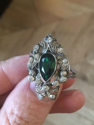 Antique Victorian / Georgian Baroque Style Silver Paste Ring