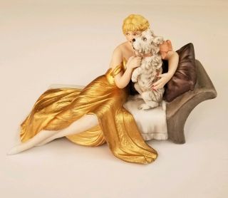 Rare Louis Icart Accord Parfait 1932 Figurine Lady On Couch W/terrie 468 Of 7500