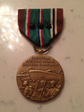 Wwii Us Army European African Middle Eastern Campaign Medal W/ Ribbon & Stars