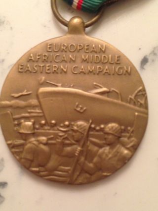 WWII US ARMY EUROPEAN AFRICAN MIDDLE EASTERN CAMPAIGN MEDAL w/ RIBBON & STARS 3