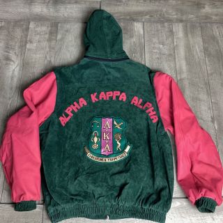 Vintage Aka Alpha Kappa Alpha Sorority Full Zip Letterman Jacket W/ Patches