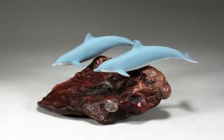 Dolphin Duo Direct From John Perry 6in Tall Airbrushed Sculpture