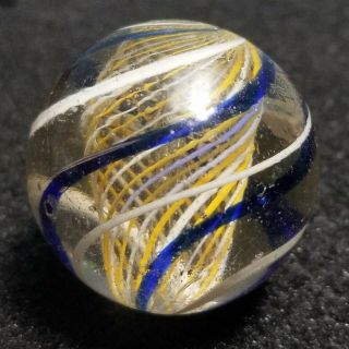 Huge Nm,  Bi - Color Latticino German Swirl Vintage Handmade Antique Marble 1.  75 "